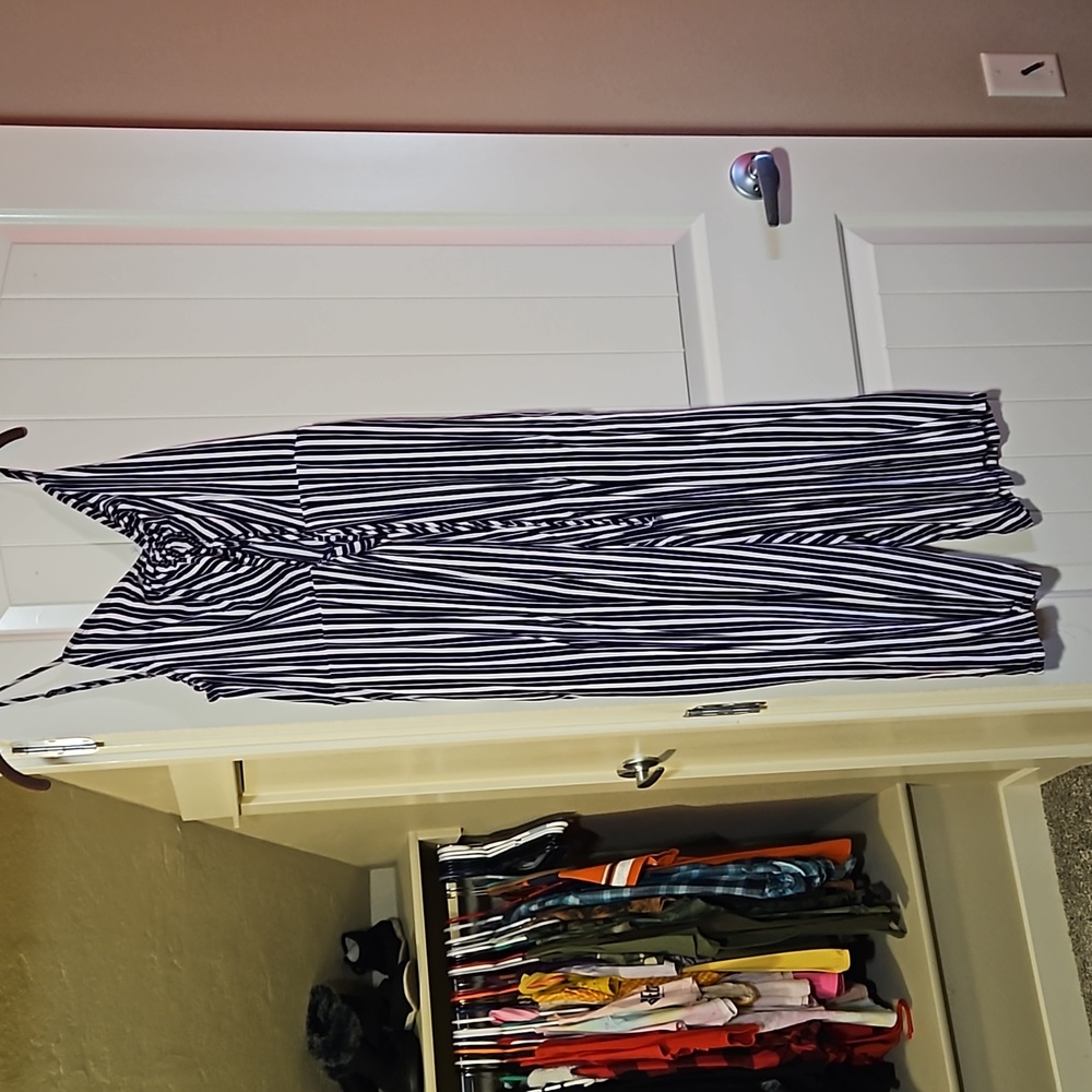 White n blue jump suit